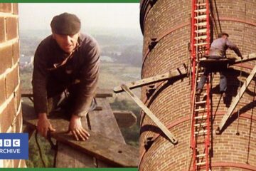 1982: FRED DIBNAH shows HOW to erect a CHIMNEY SCAFFOLD at 200 feet! | Fred | 1980s | BBC Archive