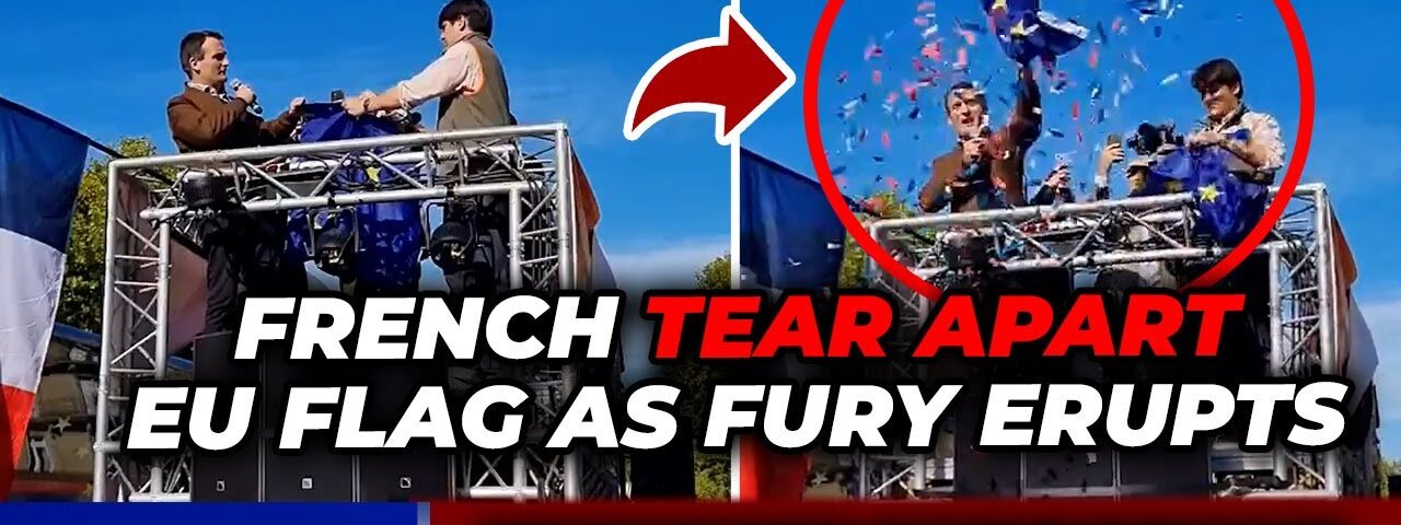 WATCH: Furious French DESTROY EU flag as Macron to ‘HAND’ EU and Germany nuclear weapons and UN seat