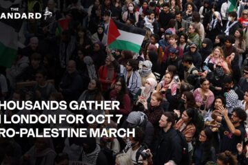 Thousand of students gather in London for October 7 pro-Palestine march