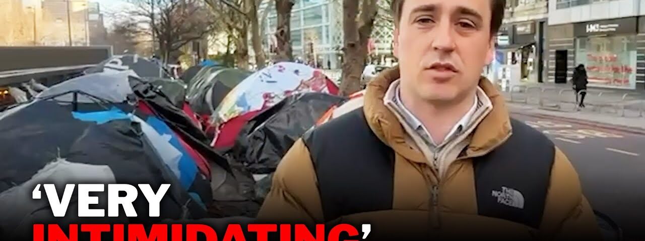 Express reporter visits HUGE migrant ‘tent city’ outside London Underground station